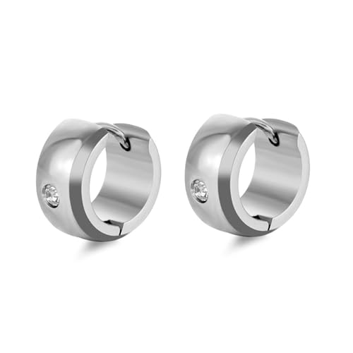 Ohrringe Creolen, Edelstahl Creolen Silber 7X9mm mit Zirkonia 9X7mm für Damen Abschlussball Schmuck von Wycian