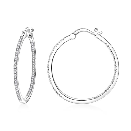 Ohrringe Creolen, Ohrringe Set Silber Versilbert Runden 40mm für Damen Neujahr Schmuck von Wycian