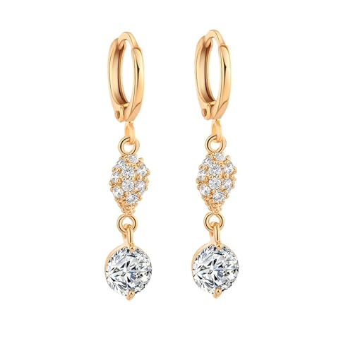 Ohrringe Damen, Gold Earrings For Women mit Runden Weißen Zirkonia für Muttertag Schmuck von Wycian