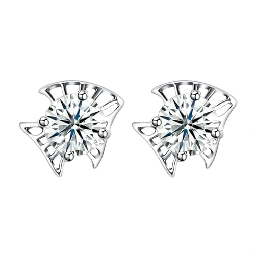 Ohrringe Damen, Ohrstecker 925 Silber Zirkonia Hohle Geometrische 7X8mm für Jubiläum Schmuck von Wycian