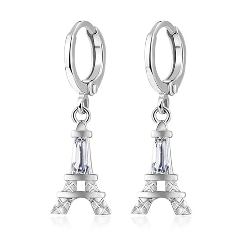 Ohrringe Damen, Silber Ohrringe Vintage Versilbert Stadtturm mit Zirkon für Vatertag Schmuck von Wycian