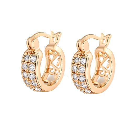 Ohrringe Damen Cool, Creolen Gold U-Form mit Zirkonia für Neujahr Schmuck Geschenk von Wycian