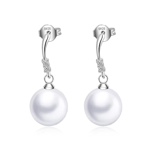 Ohrringe Damen Cool, Ohrringe Hängend Stein Versilbert Kurze Elegante Perle 25mm für Jubiläum Schmuck Ohrringe Damen Cool, Ohrringe Hängend Stein Versilbert Kurze Elegante Perle 25mm für Jubiläum Schmuck von Wycian