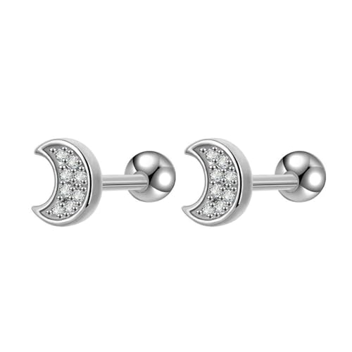 Ohrringe Damen Cool, Ohrstecker Edelstahl Damen Silber Mond mit Zirkonia für Abschluss Schmuck von Wycian