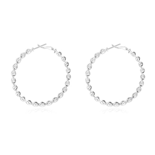 Ohrringe Damen Cool, Silber Creolen Versilbert Welle für Muttertag Schmuck Geschenk von Wycian