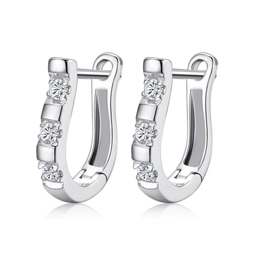 Ohrringe Damen Creolen, Creolen Silber Versilbert Zirkonia U-Form für Valentinstag Schmuck von Wycian