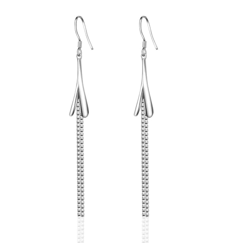 Ohrringe Damen Elegant, Ohrringe Silber Versilbert Quasten 70mm für Engagement Schmuck von Wycian