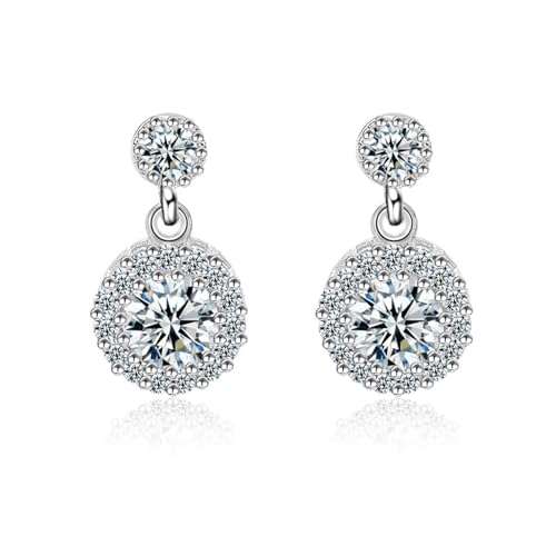 Ohrringe Damen Elegant, Silber Ohrringe Piercing Versilbert Zirkonia Krone 9.8X18.5mm für Muttertag Schmuck von Wycian