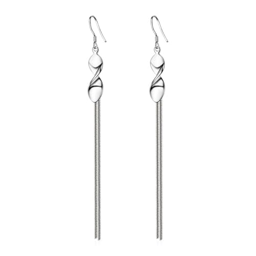 Ohrringe Damen Hängend, Ohrringe Silber Frauen Versilbert Quasten 95X8mm für Geburtstag Schmuck von Wycian