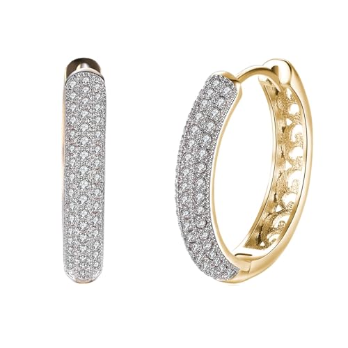 Ohrringe Damen Klein, Ohrringe Gold Creolen Set Zirkonia Groß 24X4mm für Vatertag Schmuck von Wycian