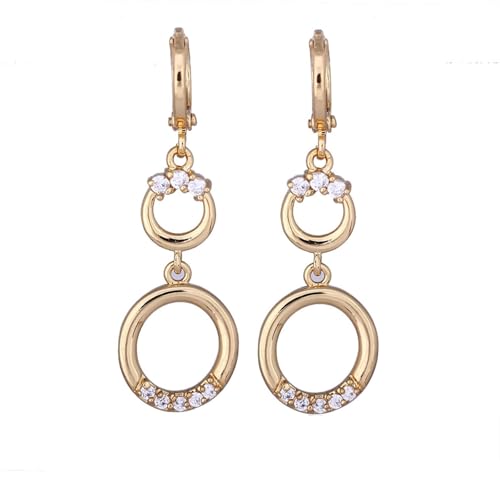 Ohrringe Damen Klein, Zirkonia Ohrringe Hängend Gold Creole und Hohlkreis mit Zirkonia 13X40mm für Jubiläum Schmuck von Wycian