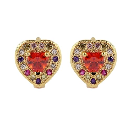 Ohrringe Damen Kleine Creolen, Creolen Gold Ohrringe Herz mit Mehrfarbigem Zirkonia 10X10mm für Muttertag Schmuck von Wycian