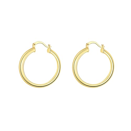 Ohrringe Damen Kleine Creolen, Ohrringe Creolen Gold Vergoldet 34X7mm für Vatertag Schmuck von Wycian