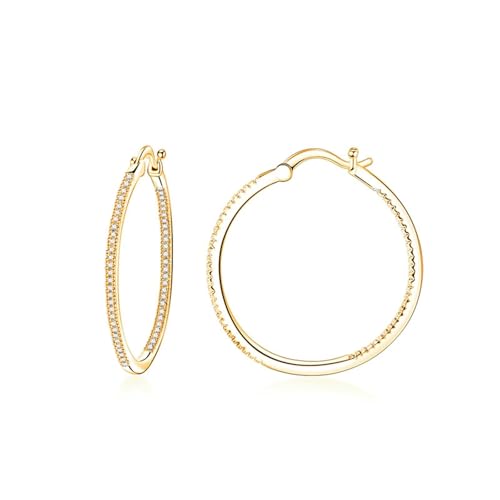 Ohrringe Damen Kleine Creolen, Ohrringe Gold Creolen Klein Runden 30mm für Muttertag Schmuck von Wycian