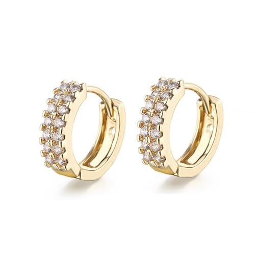 Ohrringe Damen Kleine Creolen, Ohrringe Gold Creolen Set Geometrischer Pavé-Zirkon 4X12mm für Abschluss Schmuck von Wycian
