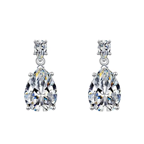Ohrringe Damen Modern, Ohrringe Set Silber Versilbert Tropfenförmiger Zirkonia für Abschluss Schmuck von Wycian