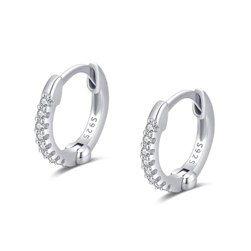 Ohrringe Damen Modern, Silber Creolen S925 Sterling Zirkonia mit Kleiner Runder Kugel 1.6X12mm für Neujahr Schmuck von Wycian