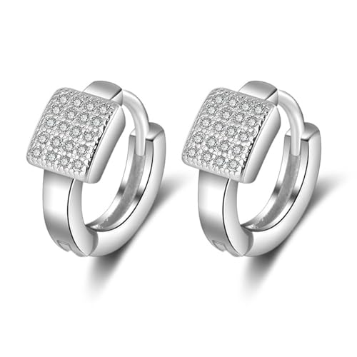 Ohrringe Damen Modeschmuck, Creolen Silber Versilbert Zirkonia Quadratische Form 6mm für Engagement Schmuck von Wycian