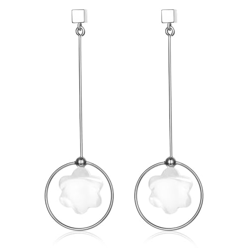 Ohrringe Damen Modeschmuck, Ohrringe Hängend 925 Silber Hülse Geometrie Kreise 52X12mm für Hochzeit Schmuck von Wycian