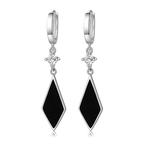 Ohrringe Damen Modeschmuck, Ohrringe Hängend Stein Schwarz Raute und Runder Stein 48X10mm für Valentinstag Schmuck Ohrringe Damen Modeschmuck, Ohrringe Hängend Stein Schwarz Raute und Runder Stein 48X10mm für Valentinstag Schmuck von Wycian