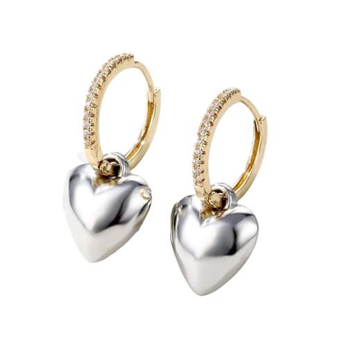 Ohrringe Damen Modeschmuck, Ohrringe Silber Damen Versilbert Herz mit Kanalzirkon für Engagement Schmuck Ohrringe Damen Modeschmuck, Ohrringe Silber Damen Versilbert Herz mit Kanalzirkon für Engagement Schmuck von Wycian