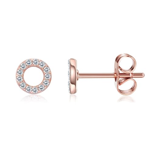 Ohrringe Damen Set, Ohrstecker Rosegold Roségold Plattiert Zirkonia Kreise für Muttertag Schmuck von Wycian