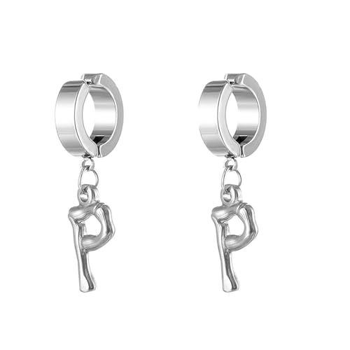 Ohrringe Damen Set, Silber Ohrringe Piercing Edelstahl Buchstabe P für Engagement Schmuck von Wycian