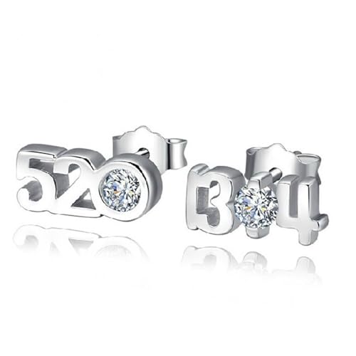 Ohrringe Damen Stecker, Silber Ohrringe Damen Versilbert Zirkonia Nummer 5201314 für Vatertag Schmuck Ohrringe Damen Stecker, Silber Ohrringe Damen Versilbert Zirkonia Nummer 5201314 für Vatertag Schmuck von Wycian