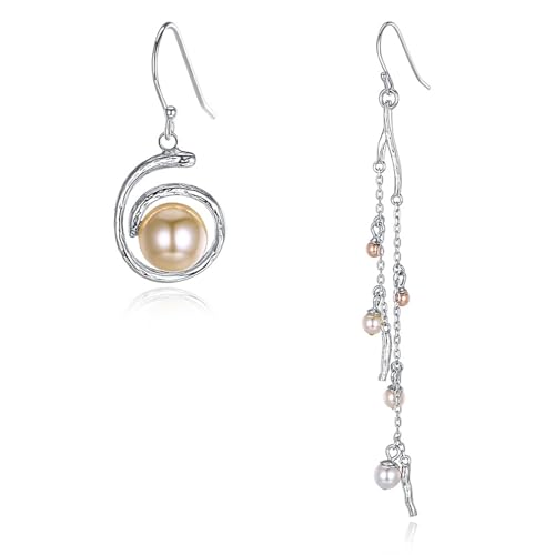 Ohrringe Damen Vintage, Ohrringe Hängend Silber 925 Perle Asymmetrie Zweige Perlen 90X13mm für Hochzeit Schmuck Ohrringe Damen Vintage, Ohrringe Hängend Silber 925 Perle Asymmetrie Zweige Perlen 90X13mm für Hochzeit Schmuck von Wycian