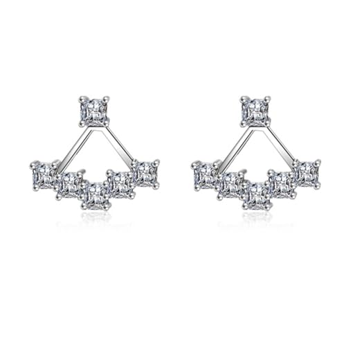 Ohrringe Damen Vintage, Silber Ohrringe Set Versilbert Zirkonia Geometrisch 23mm für Engagement Schmuck von Wycian