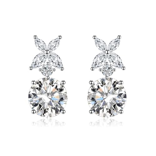 Ohrringe Hängend, Ohrringe Hängend Silber 925 Weiß Süßer Schmetterling mit Runden Zirkonen 20X9mm Damen Valentinstag Schmuck von Wycian