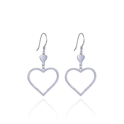 Ohrringe Hängend, Ohrringe Hängend Silber 925 Zirkonia Doppelherz 42X21mm für Damen Geburtstag Schmuck von Wycian
