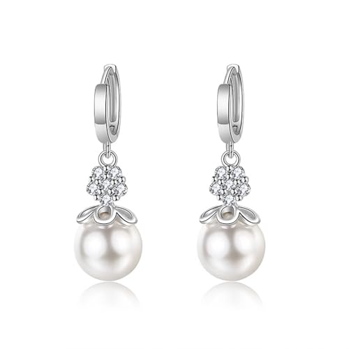 Ohrringe Hängend, Zirkonia Ohrringe Hängend Versilbert Perlen mit Zirkonia 38X12mm für Damen Neujahr Schmuck Ohrringe Hängend, Zirkonia Ohrringe Hängend Versilbert Perlen mit Zirkonia 38X12mm für Damen Neujahr Schmuck von Wycian