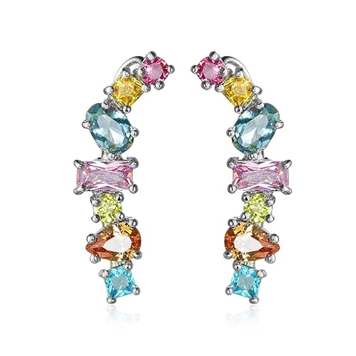 Ohrringe Hängend Cool, Damen Ohrringe Weiss Versilbert Unregelmäßig Farblich Passender Zirkon für Jubiläum Schmuck von Wycian