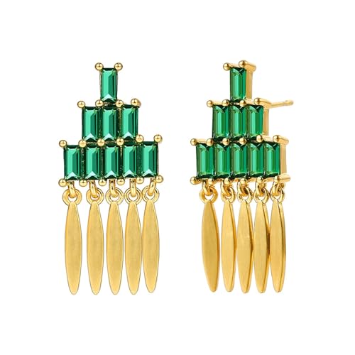 Ohrringe Hängend Cool, Zirkonia Ohrringe Hängend Gold Dreistufiger Quastenanhänger 26mm für Damen Abschluss Schmuck von Wycian