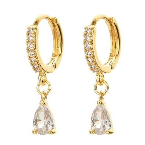 Ohrringe Hängend Cute, Ohrringe Hängend Vergoldet Weiß Zirkonia Tropfen für Damen Jubiläum Schmuck von Wycian