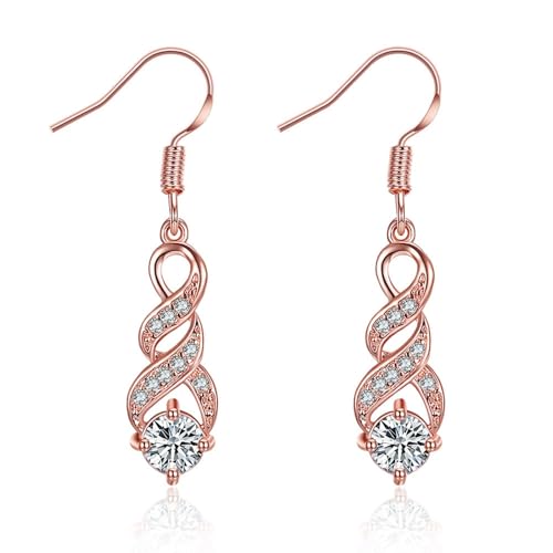 Ohrringe Hängend Cute, Zirkonia Ohrringe Hängend Roségold Plattiert Unendlichkeit 37X8mm für Damen Geburtstag Schmuck von Wycian