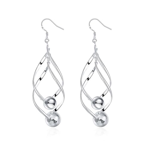 Ohrringe Hängend Damen, Ohrringe Silber Vintage Versilbert Perlen 80X23mm für Hochzeit Schmuck von Wycian