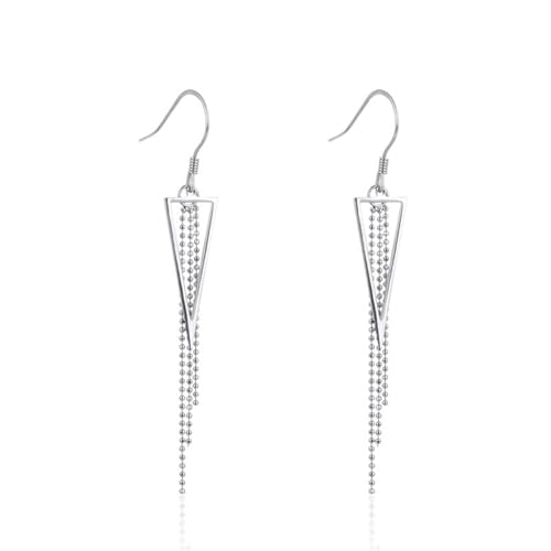 Ohrringe Hängend Hochzeit, Damen Ohrringe Silber 925 Hängend Dreiecke und Quasten 61.7X8.4mm für Abschluss Schmuck von Wycian