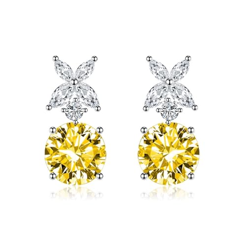 Ohrringe Hängend Klein, Ohrringe Hängend 925 Gelb Süßer Schmetterling mit Runden Zirkonen 20X9mm für Damen Muttertag Schmuck von Wycian