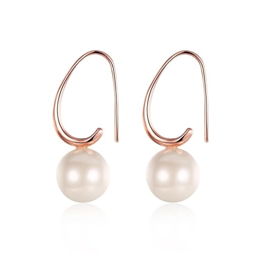 Ohrringe Hängend Klein, Ohrringe Hängend Perlen Roségold Plattiert mit Perle 35X11mm für Damen Abschlussball Schmuck von Wycian