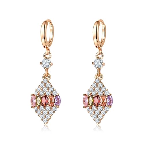 Ohrringe Hängend Klein, Zirkonia Ohrringe Hängend Bunt Rhombus Intarsien Zirkon für Damen Geburtstag Schmuck von Wycian
