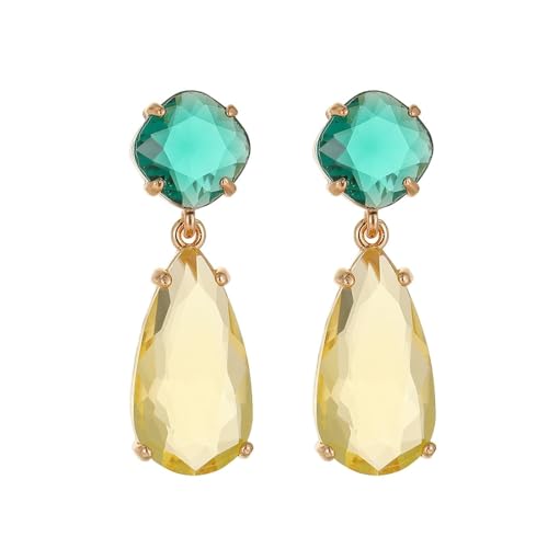 Ohrringe Hängend Modern, Ohrringe Hängend Vergoldet Gelbgrün Kristall Wassertropfen 36X12mm für Damen Abschluss Schmuck von Wycian