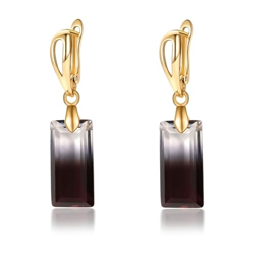 Ohrringe Hängend Modeschmuck, Damen Ohrringe Gold Rechteckiger Zirkon für Jubiläum Schmuck von Wycian