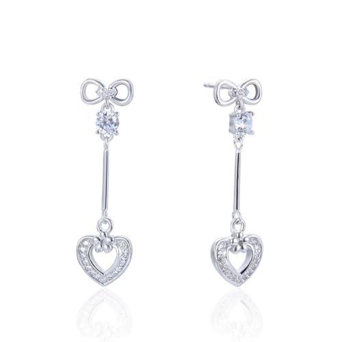 Ohrringe Hängend Modeschmuck, Damen Ohrringe Silber 925 Hängend Zirkonia Schleifen und Herzformen für Abschlussball Schmuck von Wycian