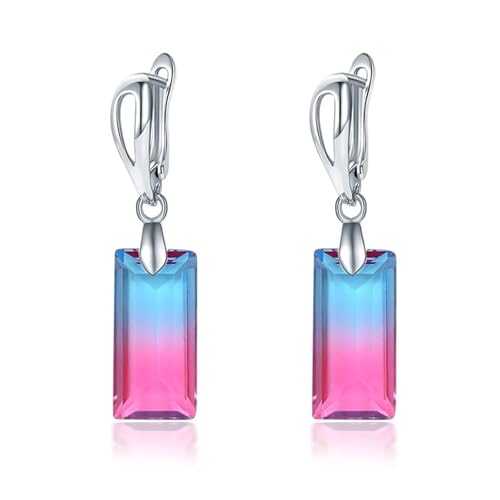 Ohrringe Hängend Modeschmuck, Ohrringe Damen Silber Versilbert Rechteckiger Zirkon für Neujahr Schmuck von Wycian