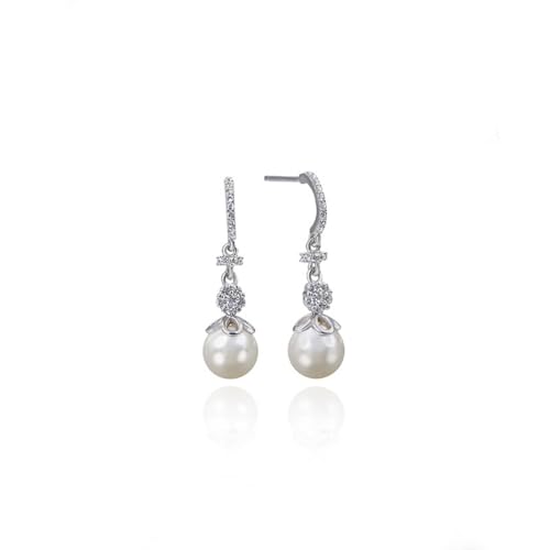 Ohrringe Hängend Modeschmuck, Ohrringe Hängend Silber 925 Perle und Zirkonia 29.4X8.2mm für Damen Abschlussball Schmuck von Wycian