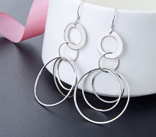Ohrringe Hängend Modeschmuck, Ohrringe Silber 925 Hängend Kreis 63X30.2mm für Damen Abschlussball Schmuck von Wycian