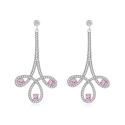 Ohrringe Hängend Modeschmuck, Zirkonia Ohrringe Damen Rosa Durchbrochene Geometrie 48.4X24.7mm für Abschluss Schmuck von Wycian