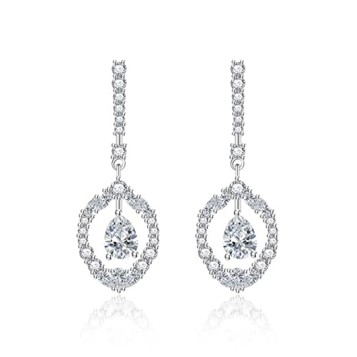 Ohrringe Hängend Set, Damen Ohrringe Silber 925 Hängend Weiß Zirkonia Lange mit Cutouts 42.7X15mm für Abschlussball Schmuck von Wycian